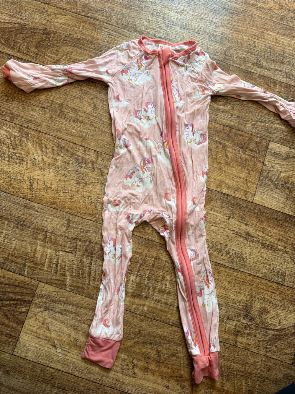 PatPat Pink Coral Unicorn Zip Footed Pajamas
